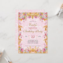 Pink Pastel Gold Ninth Baroque Rococo Birthday