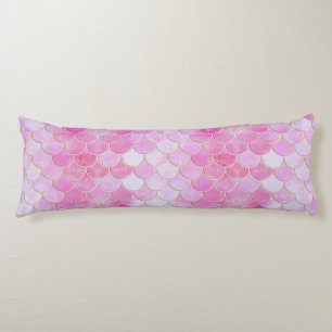 Pink Pastel & Gold Shimmer Mermaid Scale Pattern Body Cushion