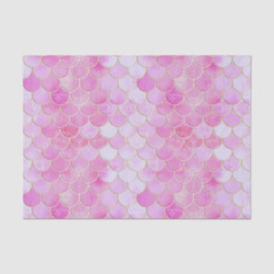 Pink Pastel & Gold Shimmer Mermaid Scale Pattern Tissue Paper