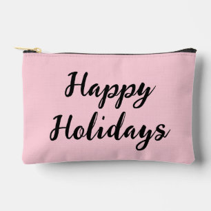 Pink pastel happy holidays Christmas simple stylis Accessory Pouch