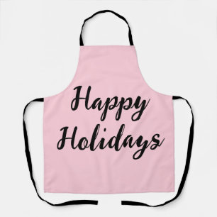 Pink pastel happy holidays Christmas simple stylis Apron