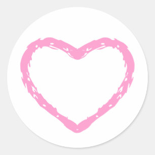 Pink Pastel Heart Chalkboard Kid Drawning Classic Round Sticker