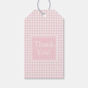 Pink Pastel Houndstooth Thank You Gift Tags