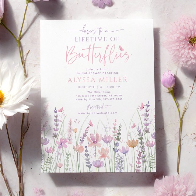 Pink Pastel Lifetime of Butterflies Bridal Shower Invitation (Creator Uploaded)