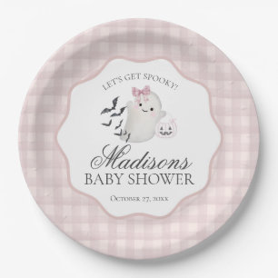 Pink Pastel Little Boo Ghost Baby Shower Dessert Paper Plate