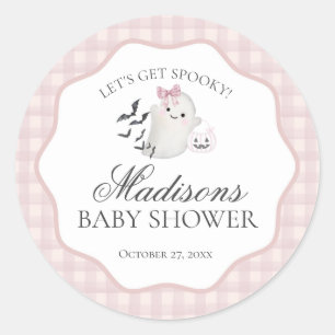 Pink Pastel Little Boo Ghost Baby Shower Seal