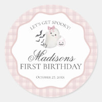 Pink Pastel Little Boo Ghost Birthday Party Seal