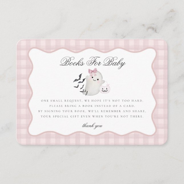 Pink Pastel Little Boo Ghost Books for Baby Insert (Front)