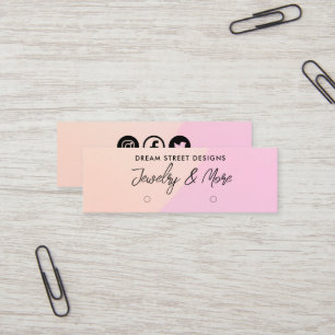 Pink Pastel Logo Social Media Earring Display Card