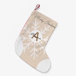 Pink pastel monogrammed stylish script modern cute small christmas stocking