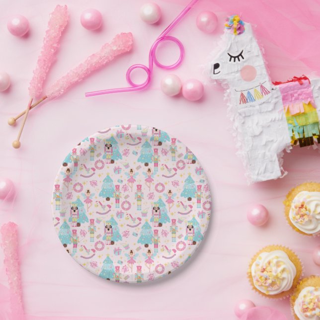 Pink Pastel Nutcracker Ballet Wrapping Paper Paper Plate (Party)