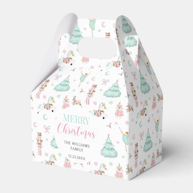 Pink pastel nutcracker Christmas candy favour boxe Box (Front Side)