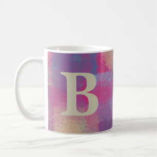 Pink Pastel Patchwork Initial Coffee Mug