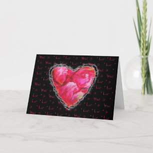 Pink Pastel Petal Heart Valentine Love Romance Holiday Card