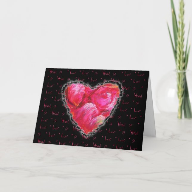 Pink Pastel Petal Heart Valentine Love Romance Holiday Card (Front)