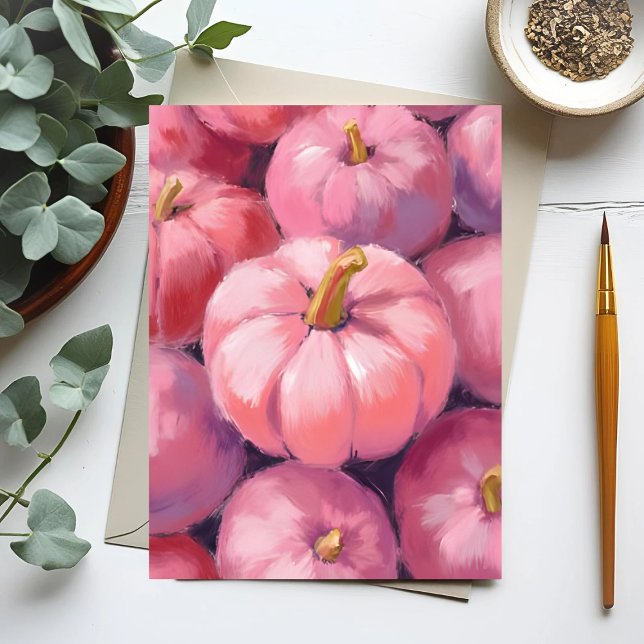 Pink Pastel Pumpkins Halloween Holiday Postcard (Creator Uploaded)