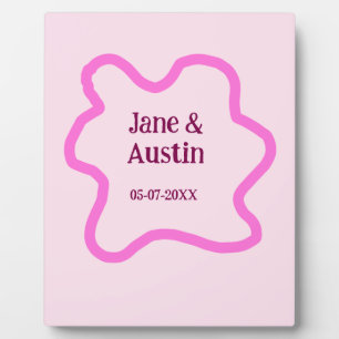 Pink pastel retro wedding border frame name date