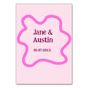 Pink pastel retro wedding border frame name date table number