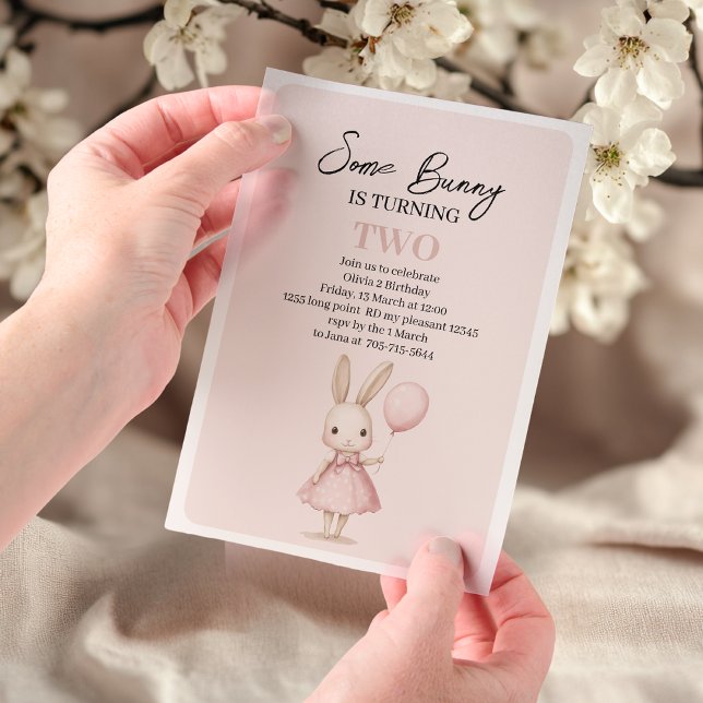 Pink Pastel "Some Bunny" Easter Vellum Invitations (Creator Uploaded)
