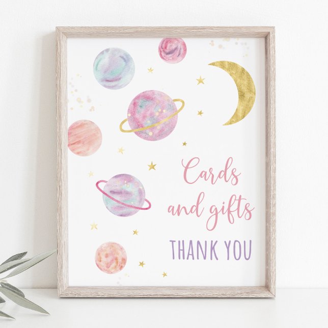 Pink Pastel Space Cards and Gifts Birthday Sign (Creator Uploaded)