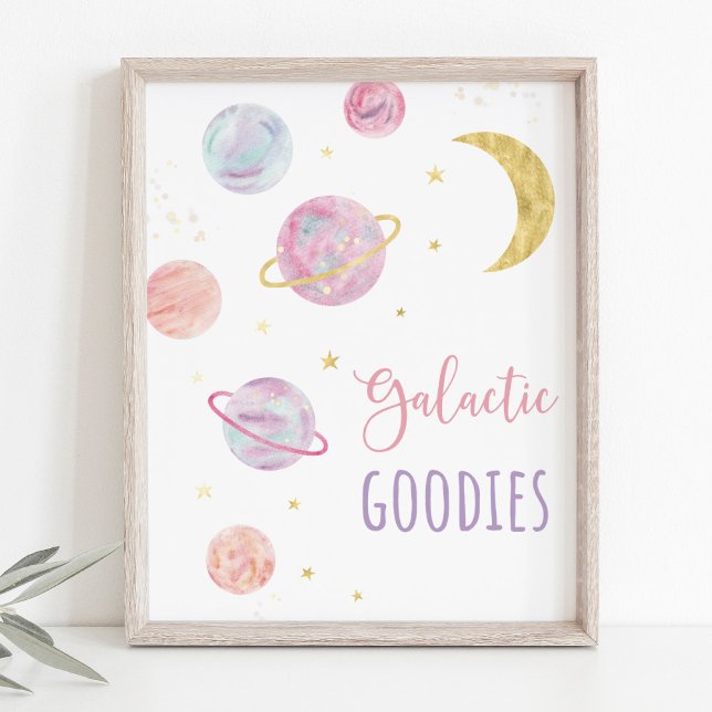 Pink Pastel Space Galactic Goodies Birthday Sign (Creator Uploaded)