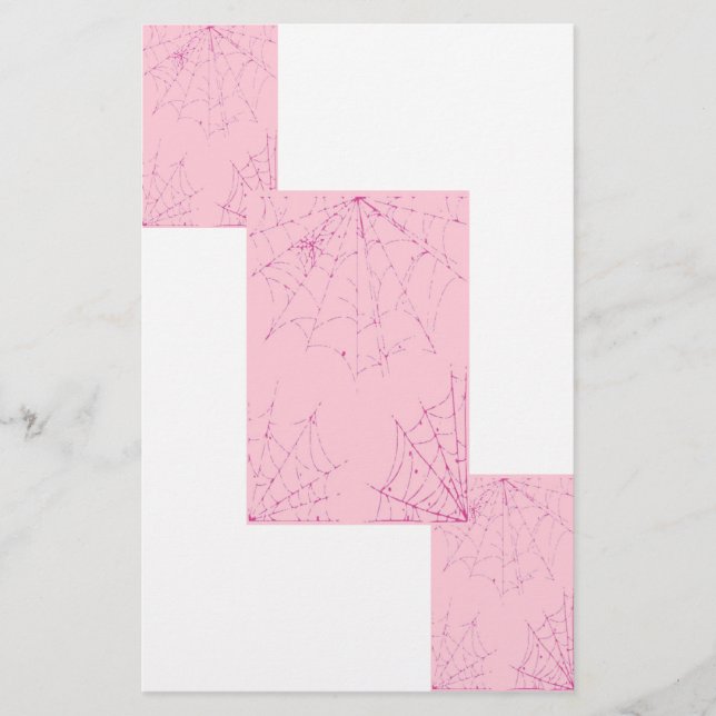 Pink Pastel Spider Web Stationery (Front)