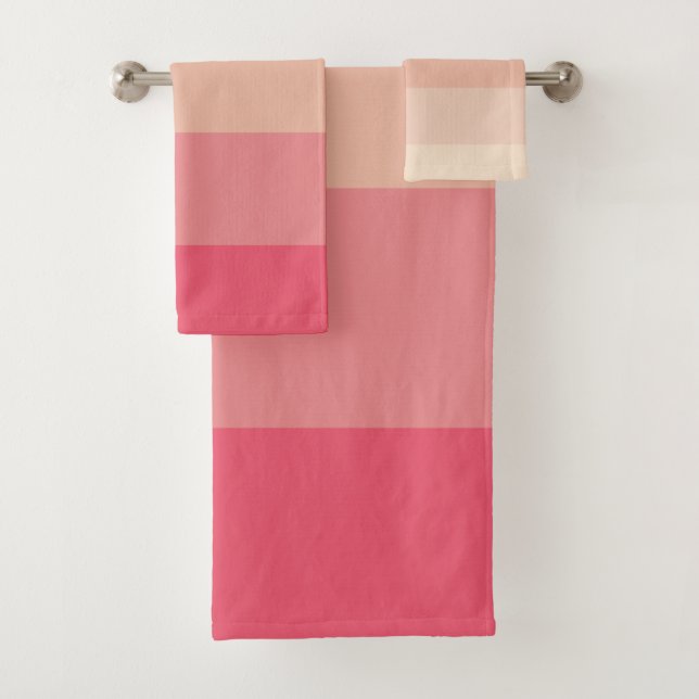 Pink pastel stripes bath towel set (Insitu)