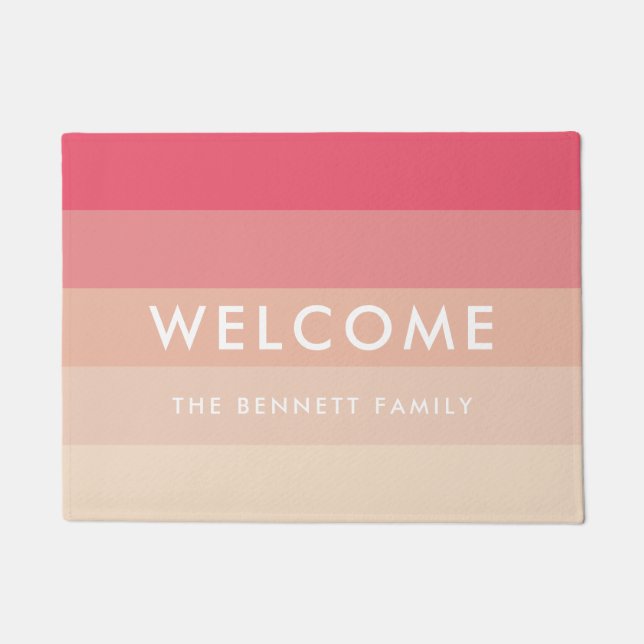 Pink pastel stripes doormat (Front)