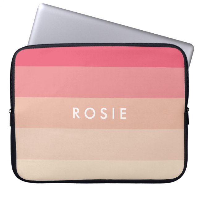 Pink pastel stripes laptop sleeve (Front)