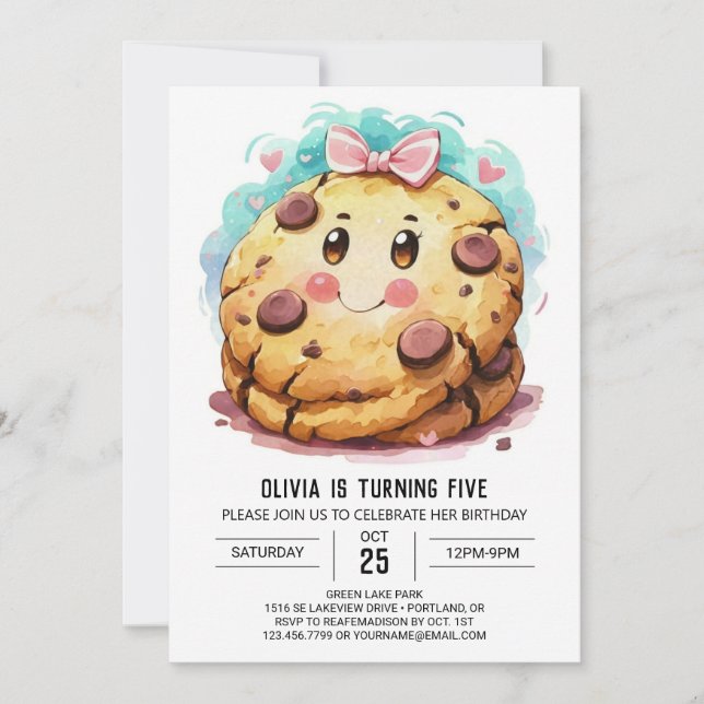 Pink Pastel Sweets Cookies Birthday Invitation (Front)