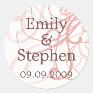 Pink Pastel Swirls • Save the Date Sticker