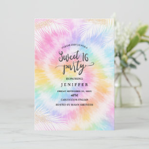 Pink Pastel Tie Dye Girly Chic                     Invitation