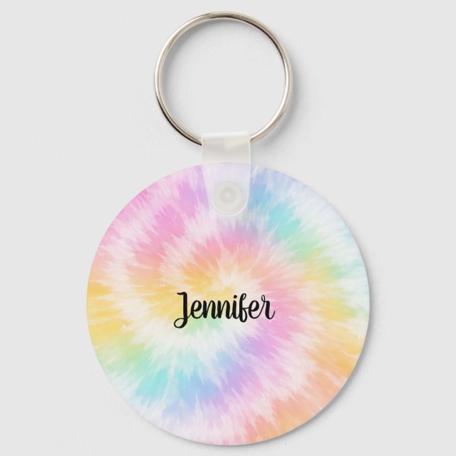Pink Pastel Tie Dye Girly Chic                     Key Ring (Front)
