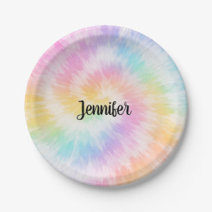 Pink Pastel Tie Dye Girly Chic                     Paper Plate