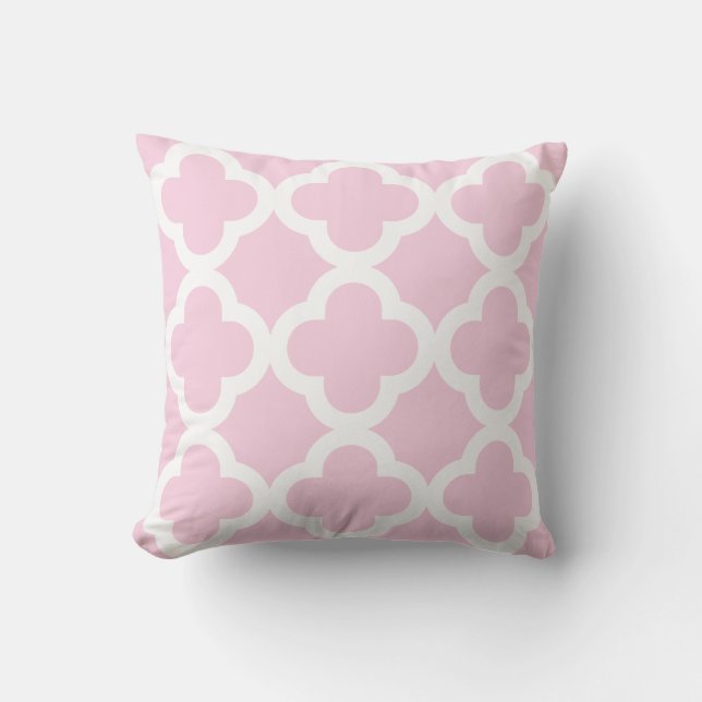 Pink Pastel Trendy Clover Pattern Cushion (Front)