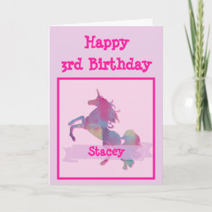 Pink Pastel Unicorn Birthday Card