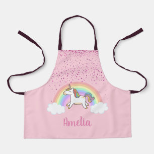 Pink Pastel Unicorn Rainbow Personalised Kids Apron
