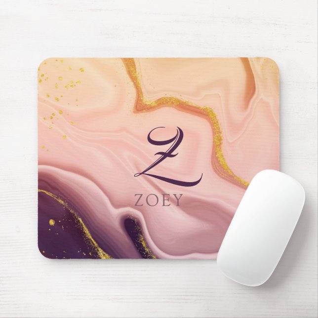 Pink Pastel Violet Glitter Watercolor Customisable Mouse Pad (With Mouse)