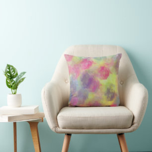 Pink Pastel Watercolor Cotton Balls  Cushion