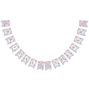 Pink Pastel Watercolor Floral Bridal Shower Bunting