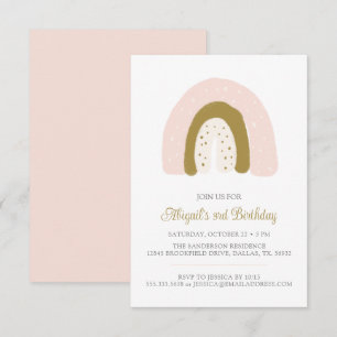 Pink Pastel Watercolor Rainbow Birthday Party Invitation