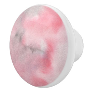 Pink Pastel Watercolor Texture Ceramic Knob