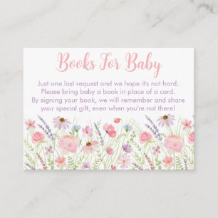 Pink Pastel Wildflower Baby Shower Book Request Enclosure Card