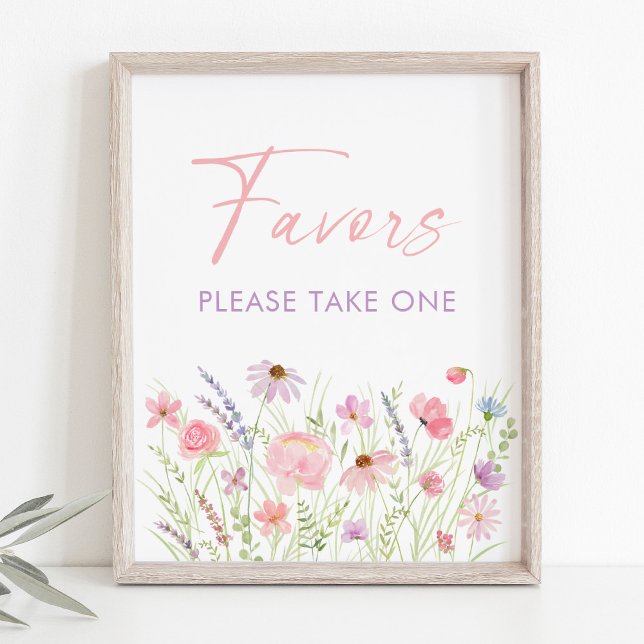 Pink Pastel Wildflower Baby Shower Favour Sign (Creator Uploaded)