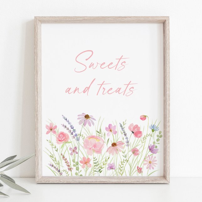 Pink Pastel Wildflower Sweets and Treats Sign (Creator Uploaded)