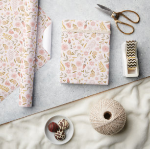 Pink Pastel Wildflower Wrapping Paper