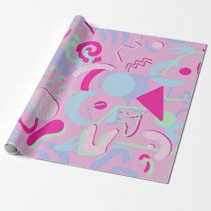 Pink Pastels Retro Abstract Doodle Wrapping Paper