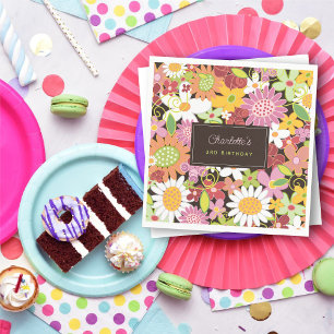 Pink Pastels Spring Flowers Garden Birthday Party Napkin