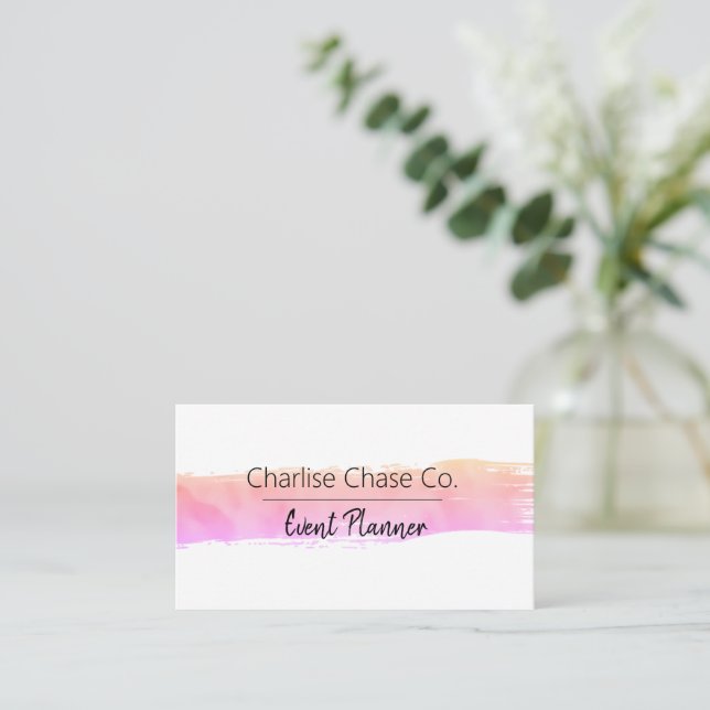 Pink Pastels Watercolor Modern Personalised Business Card (Standing Front)