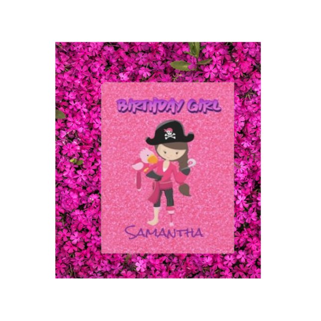 Pink Pastle Glitter  Pirate Girl Note Card (A "Princess Pirate" theme where kids can don their pink pirate )